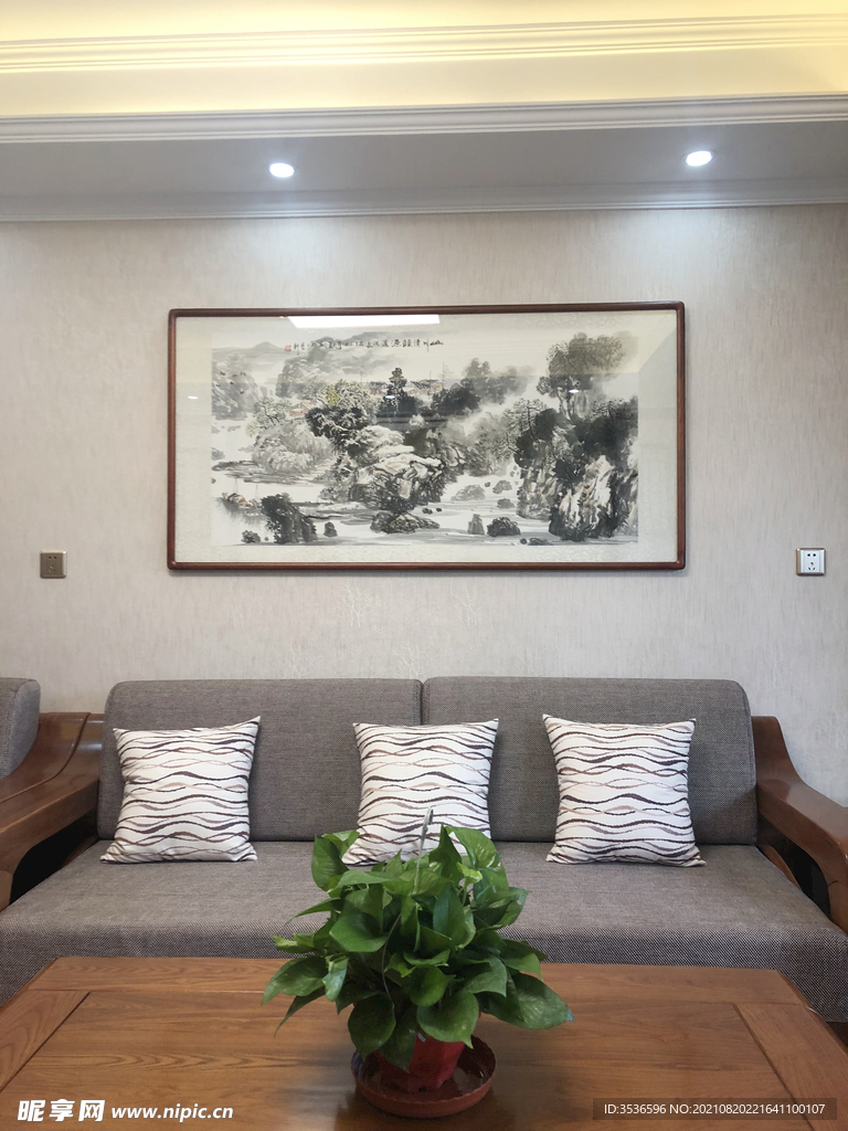 中式客厅山水画 