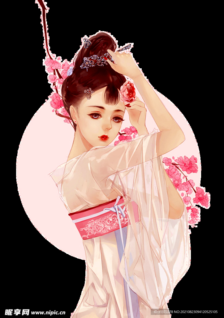 古装帅哥美女插画图片