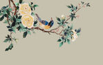 中式花鸟画背景墙
