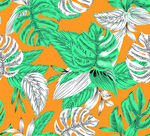数码印花 手绘热带叶子