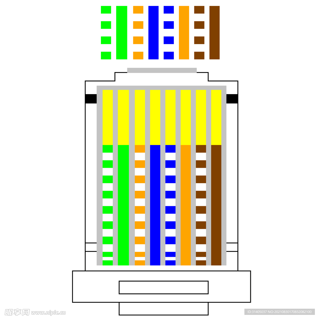 RJ45水晶頭網(wǎng)線示意圖