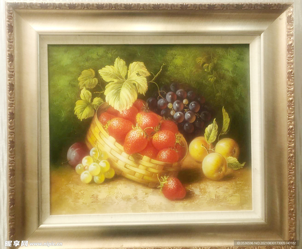 实拍餐厅写实水果油画