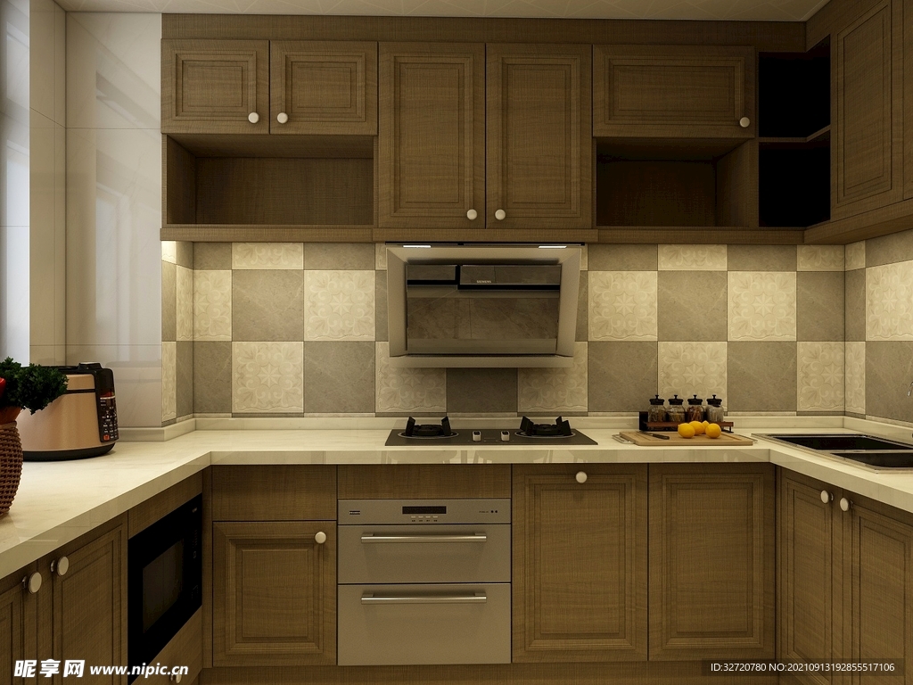 现代简约厨房橱柜装饰效果图