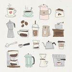 咖啡美食手绘卡通版矢量图