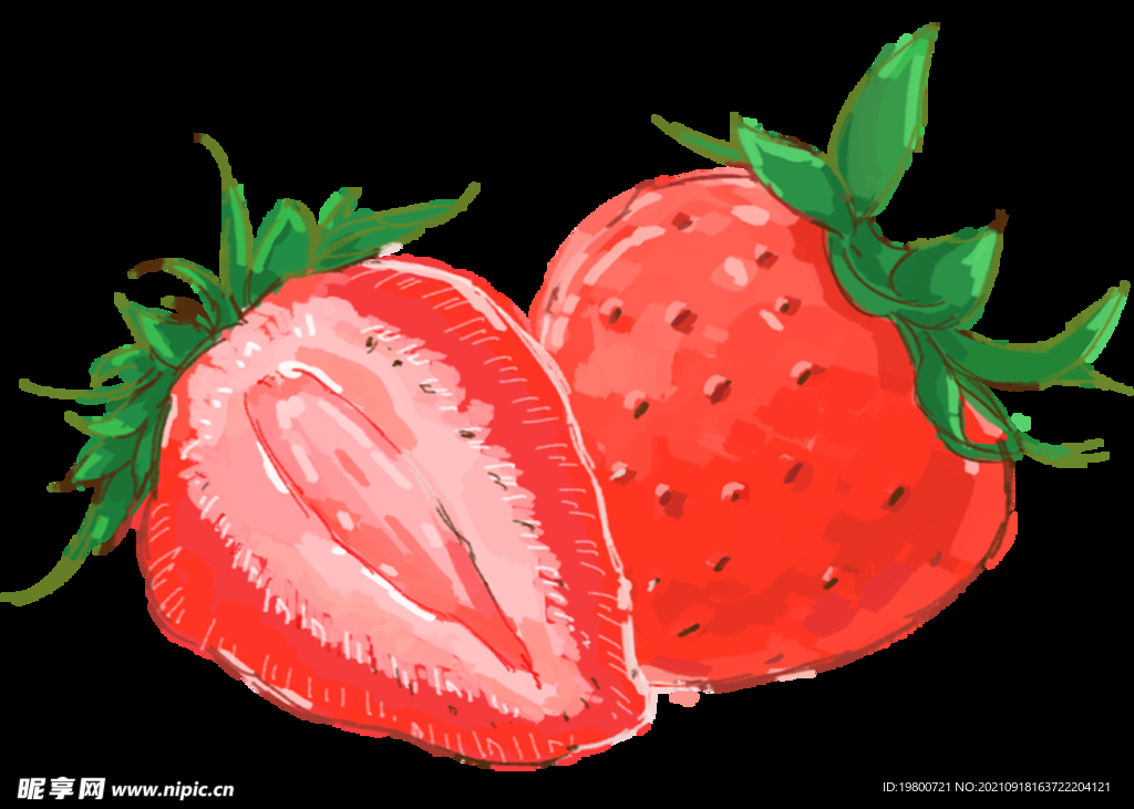 手绘可爱卡通写实水果图草莓图片