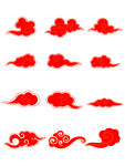 古典传统矢量红色祥云图案