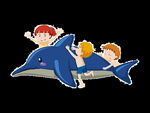 三小孩骑海豚