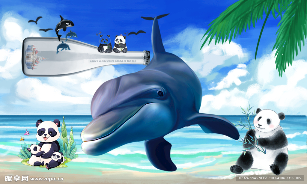 海洋馆动物园插画海报标志