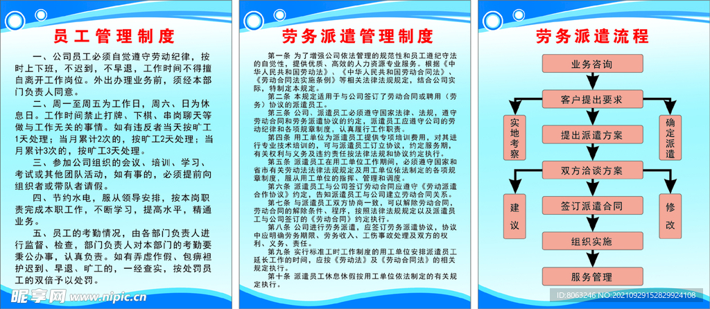 劳务派遣员工管理制度牌KT板