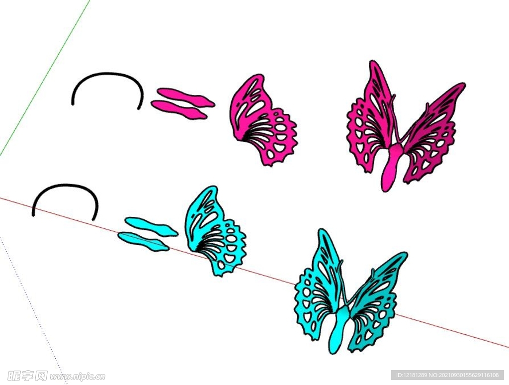蝴蝶模型及拆图