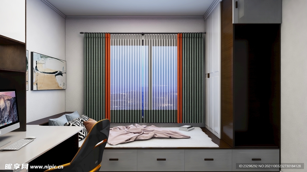 现代卧室效果图
