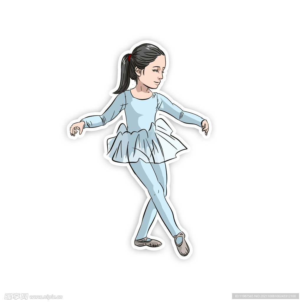 芭蕾舞小姑娘大头卡通形象舞蹈
