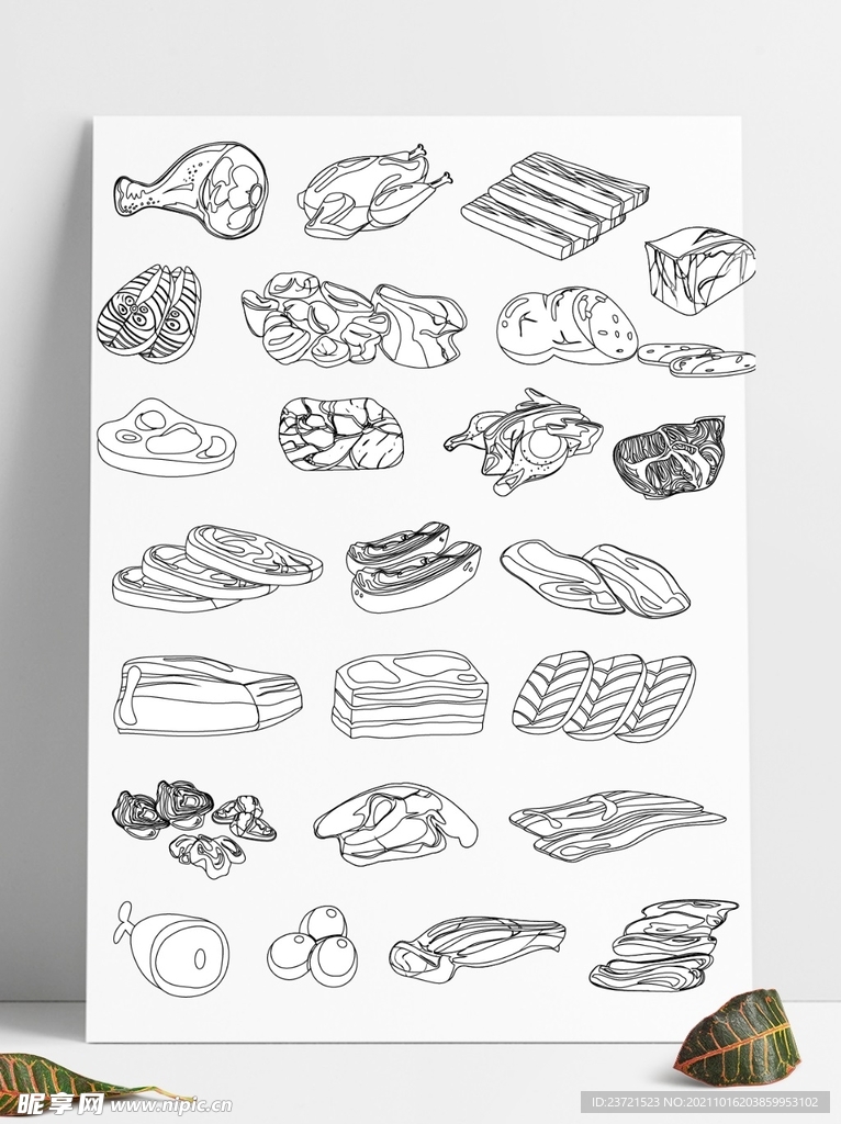 手绘素描中式餐饮西式料理装饰图