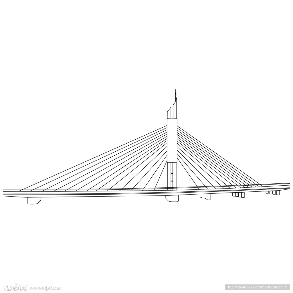 滕州标志性建筑解放桥线稿手绘