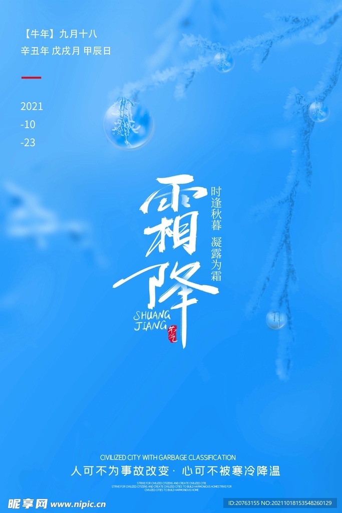 霜降海報 霜降展板 霜降背景 