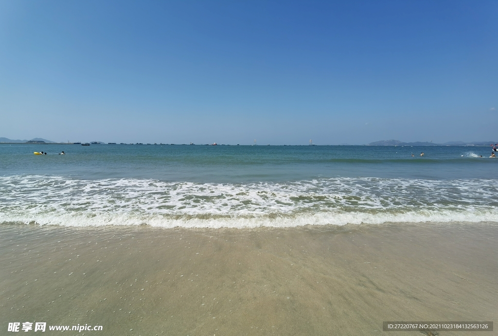 惠州双月湾 大海 海浪 沙滩