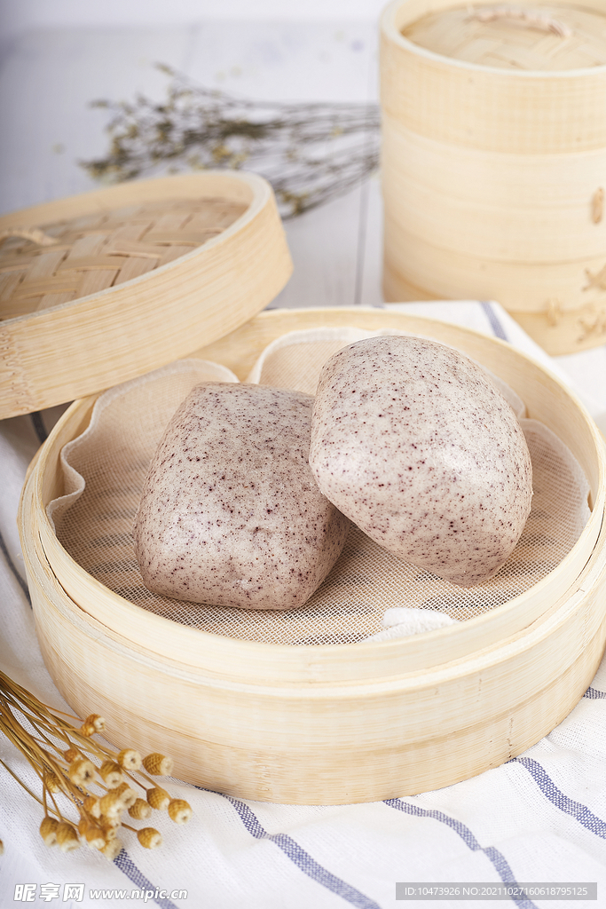 蕎麥饅頭攝影圖片