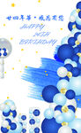 蓝色气球生日展板