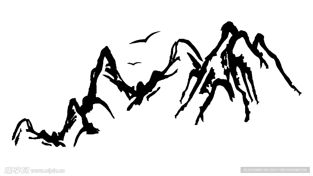 水墨山