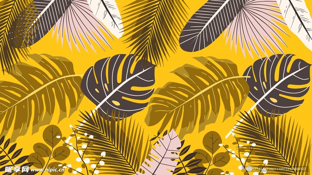 热带树叶图案设计