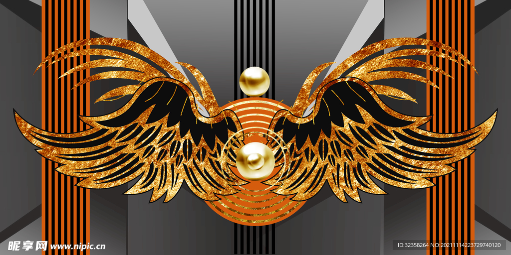 金色翅膀立体装饰画