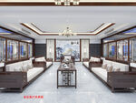 新中式 大别墅 客厅 3D效果
