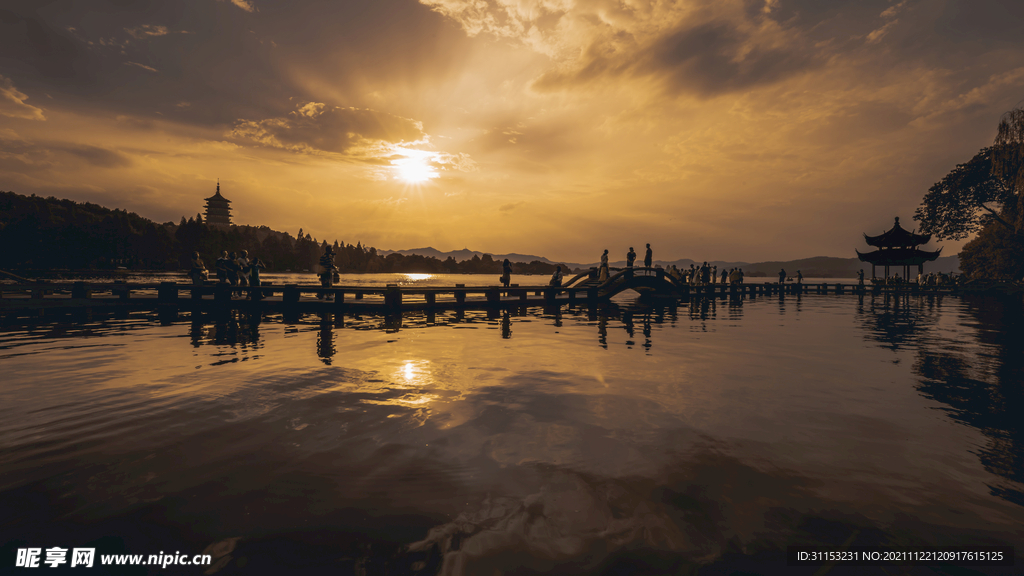 杭州西湖夕陽