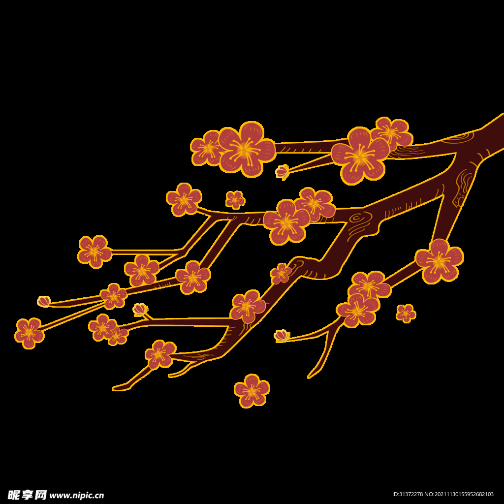 梅花插畫(huà)海報(bào)圖片 