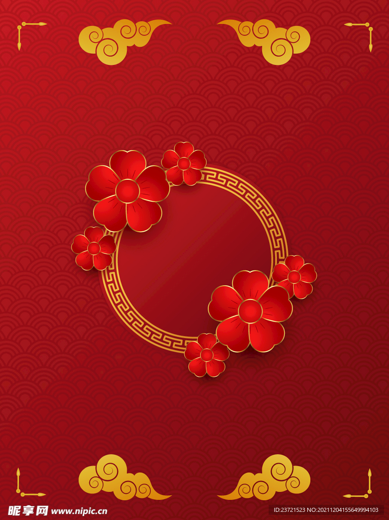 红色春节新年中式中国风装饰图案