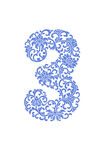 中式数字3的中式花卉纹样