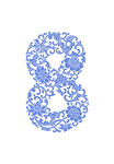 中式数字8的中式花卉纹样