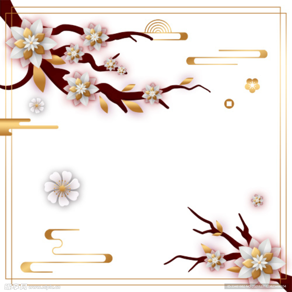 古典中式花朵边框
