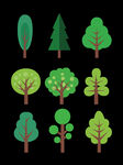 春天树植树节绿树矢量卡通树手绘
