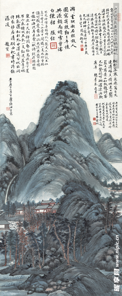 仿古山圖