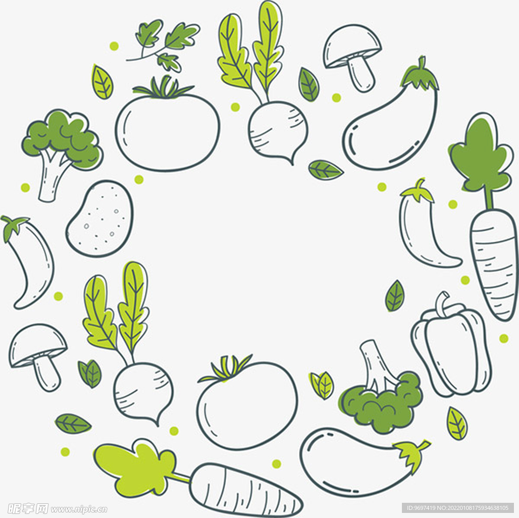 卡通手绘蔬菜素材