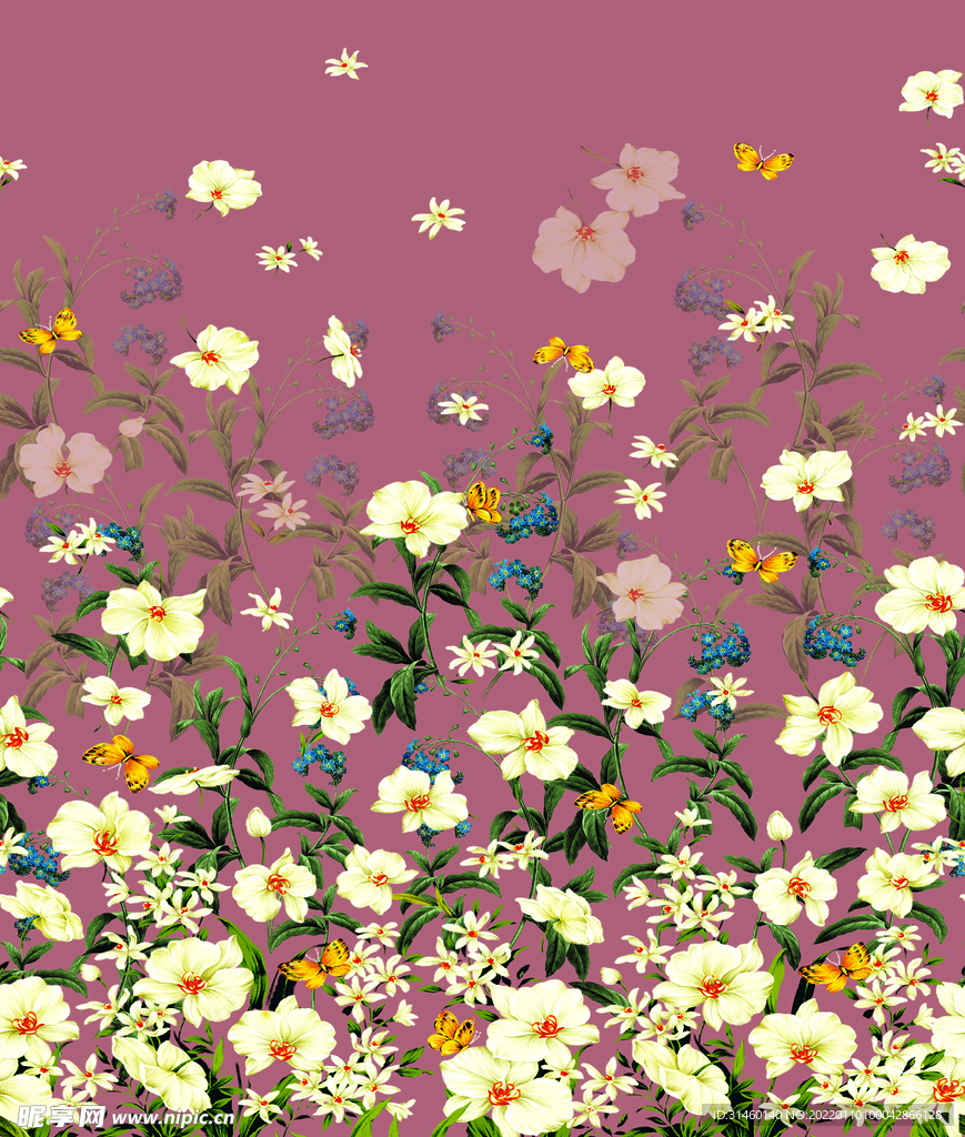 手繪花 蝴蝶