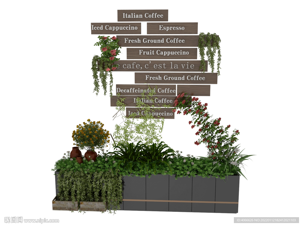 戶外植物花墻3d模型