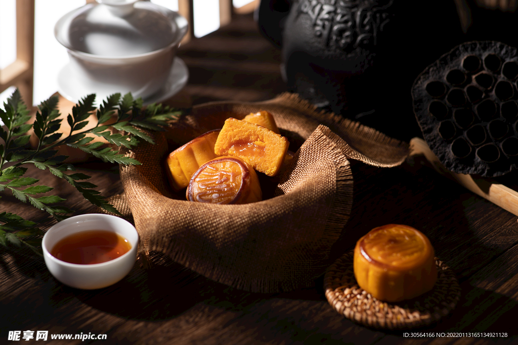 月餅中秋美食食材背景素材