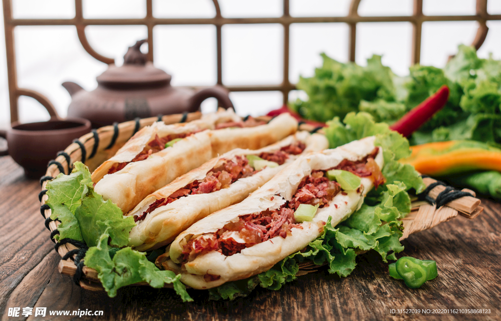 美味驢肉火燒特寫