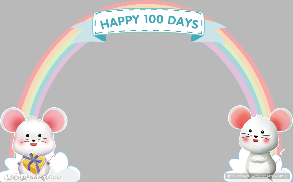 卡通老鼠彩虹造型弧形拱门生日宴