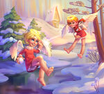 雪地里玩耍的天使cg绘画