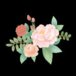 玫瑰花手绘鲜花元素水彩绿叶素材