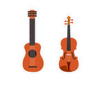 吉他大提琴小提琴手绘矢量乐器