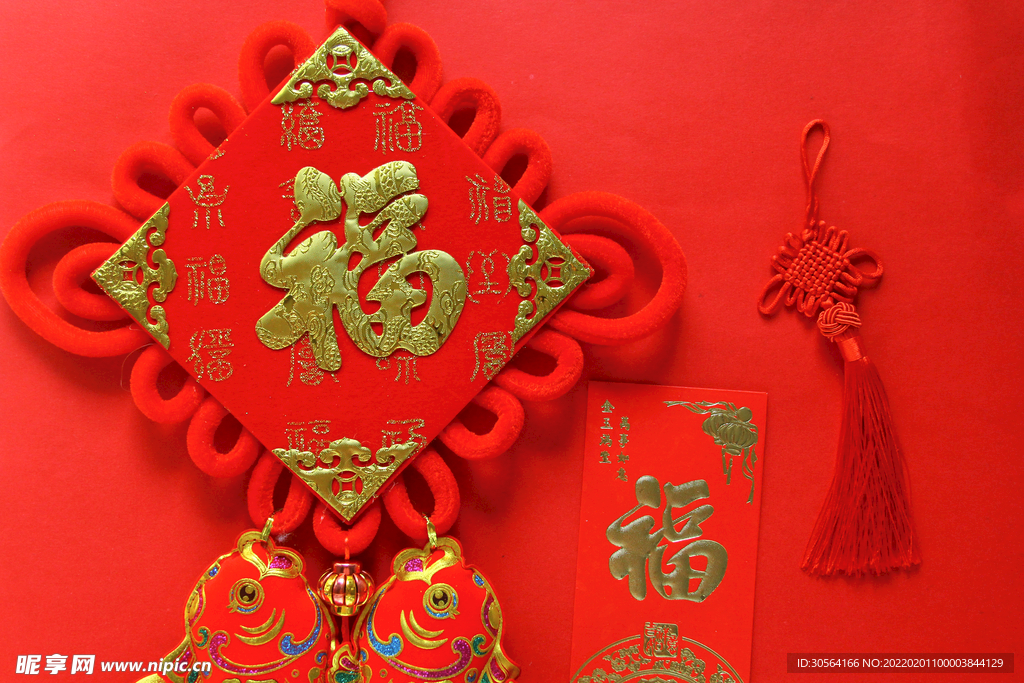 中式復古紅色福字背景素材