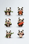 c4d立体3D卡通可爱动物熊猫
