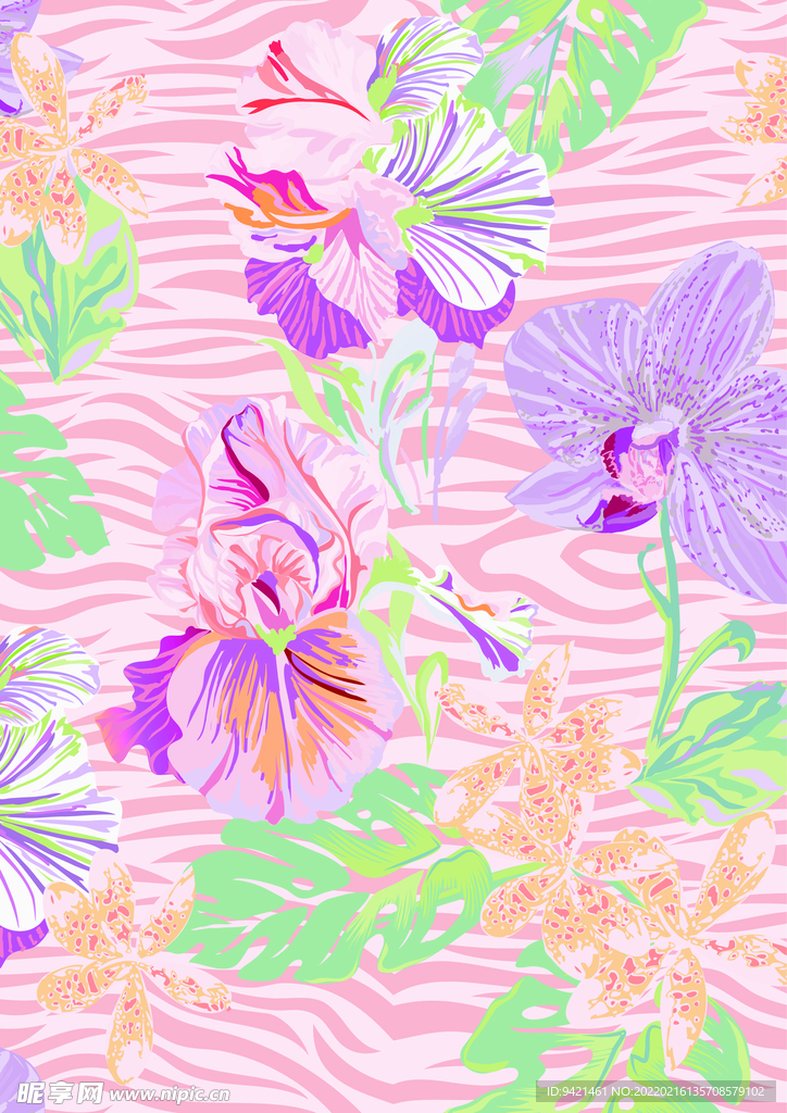 條紋花卉