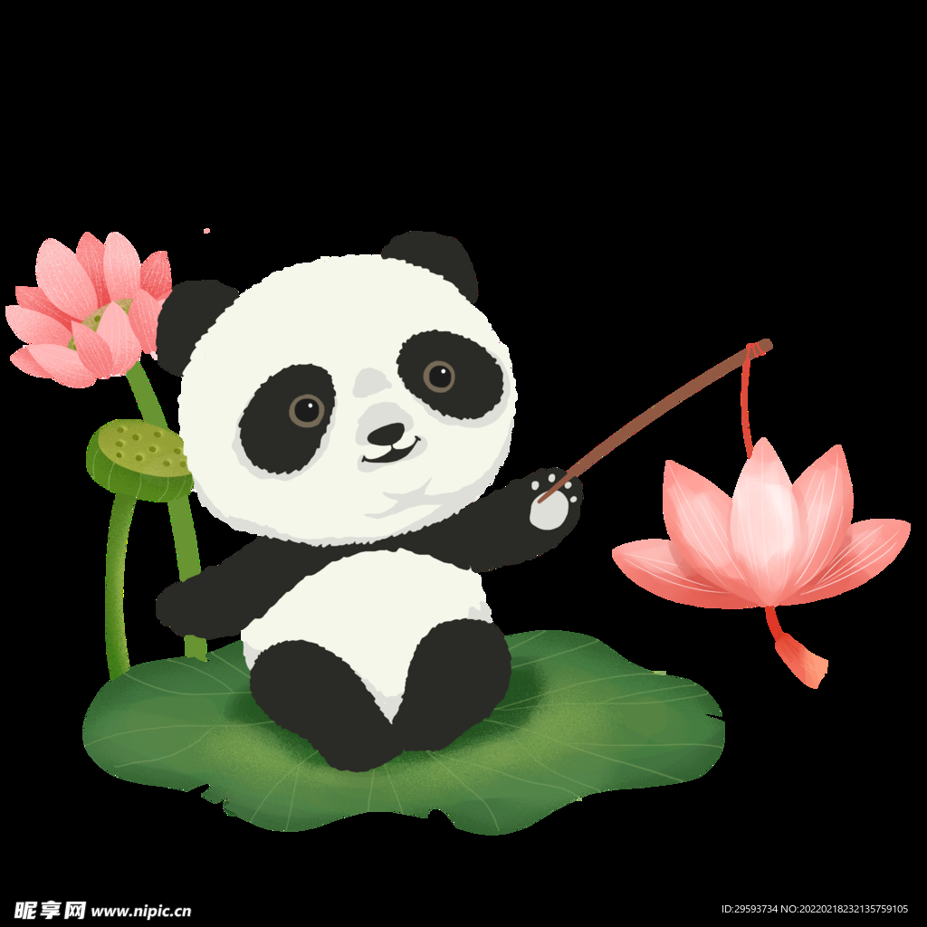 中国熊猫中国风插画素材