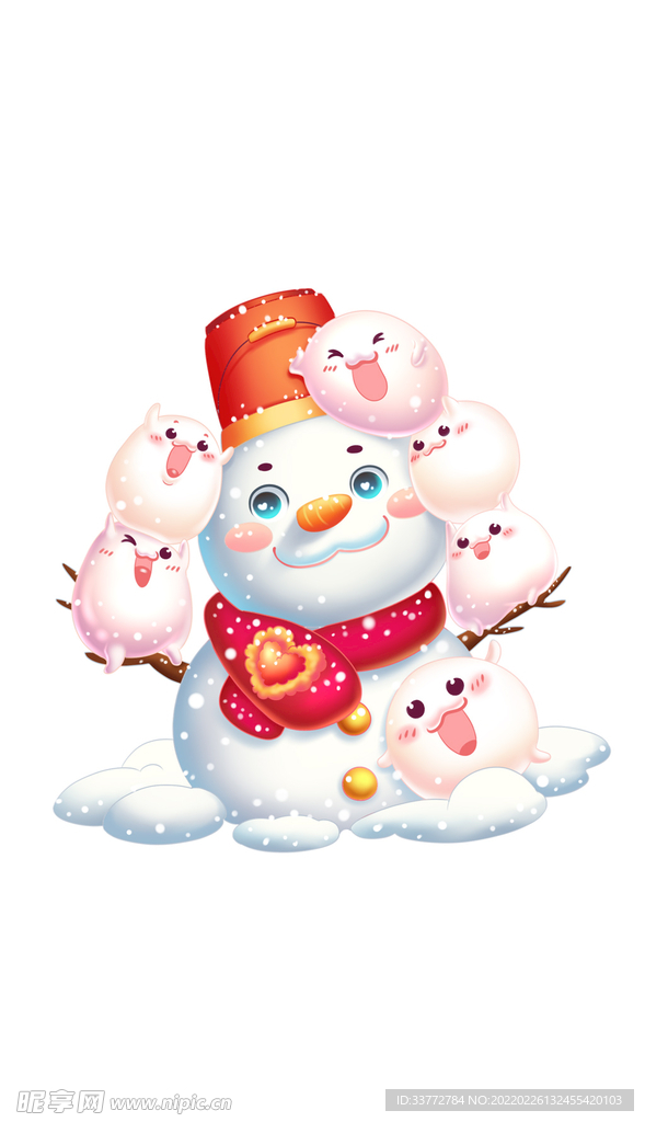 冬至立冬可愛雪人湯圓卡通手繪
