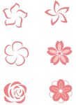 矢量手绘樱花桃花玫瑰简化花朵