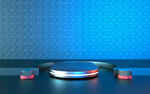 3D蓝色科技电商展台背景图片